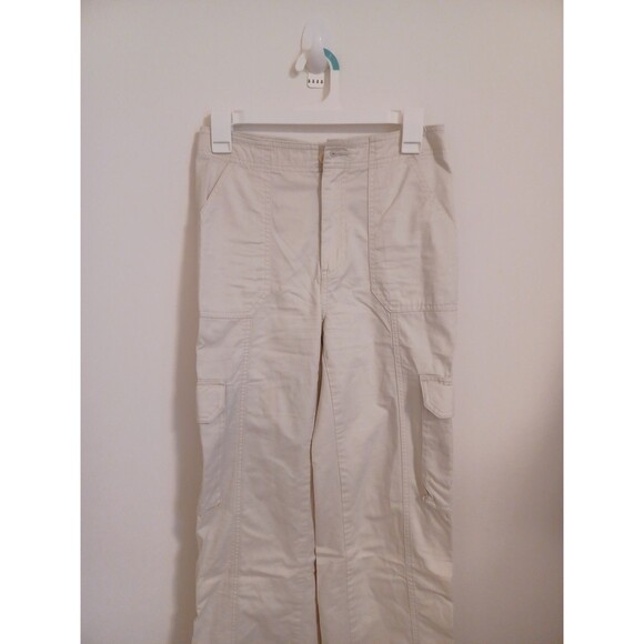 Abercrombie & Fitch Cargo Utility Pants 25/0 Khaki Y2K Boho Wide Flare Leg - Picture 2 of 8